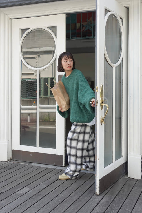 起毛チェックラフパンツ